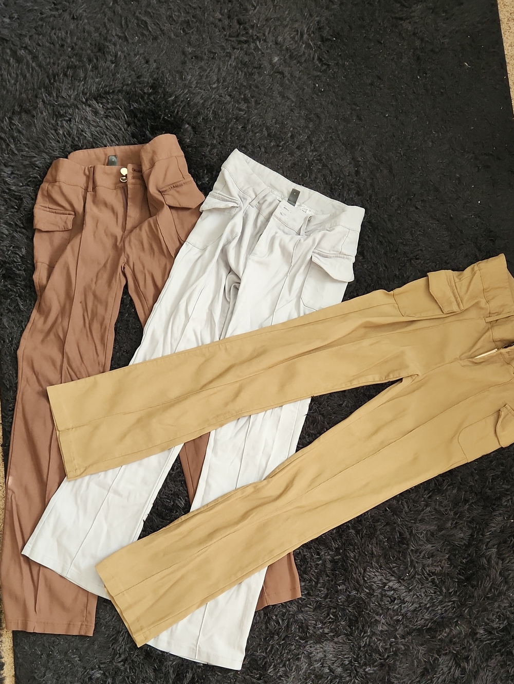 3 Pairs!!! Women’s High-Waist Tailored Pants - White, Camel, Brown, Fitted!